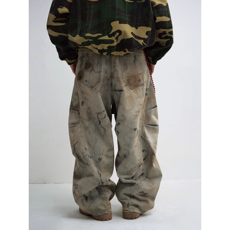 2025 American Vintage Washed Jeans Fashion Trend Loose Casual Straight Pants - Image 4